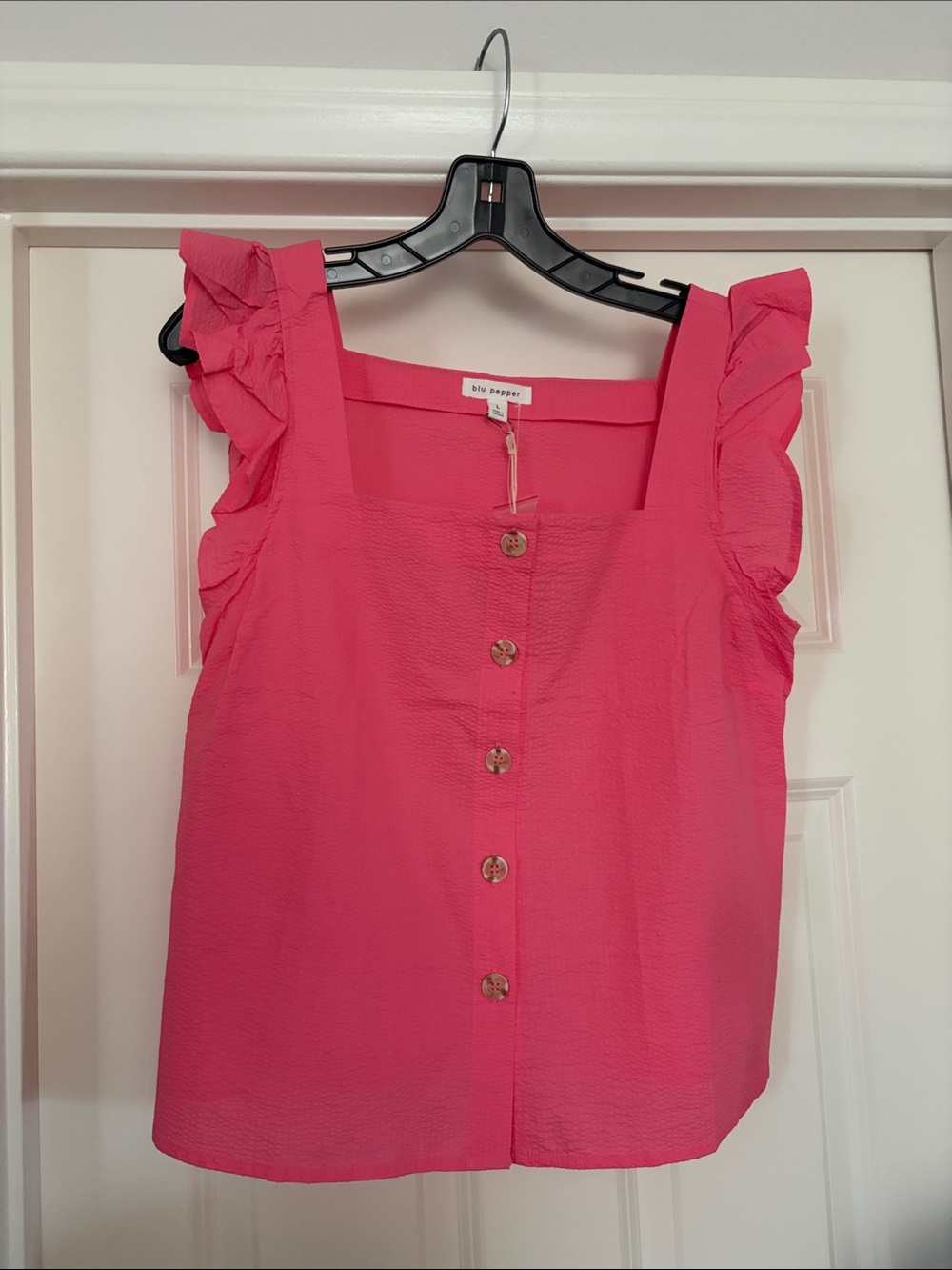 Blu Pepper Pink Ruffle Top
